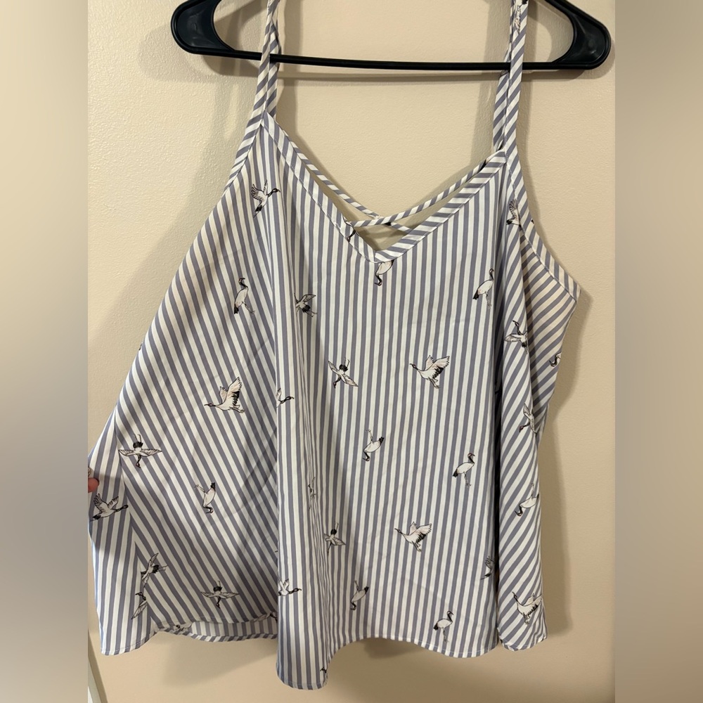 Torrid Striped Bird crane Print cami 1x